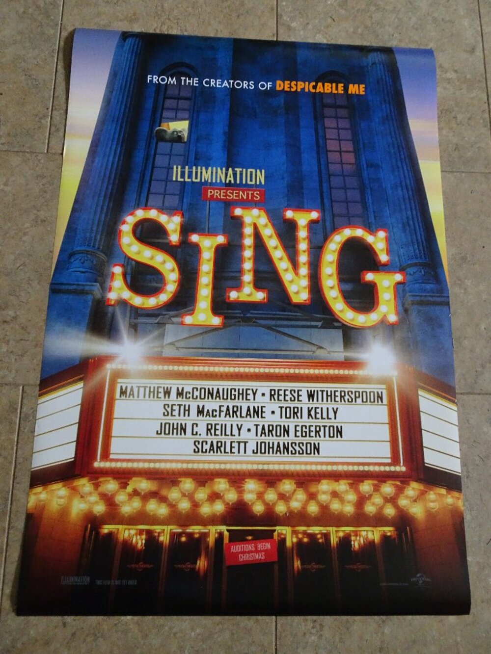 Sing - Movie Poster Movie Marquee Sign - Advance Poster